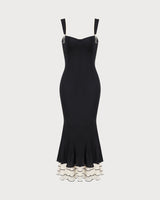 The Black Sweetheart Neck Bodycon Slip Maxi Dress