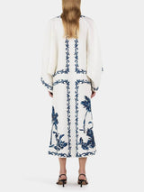 Vintage Hawaiian Print Sequined Oversized Loose Midi Dress