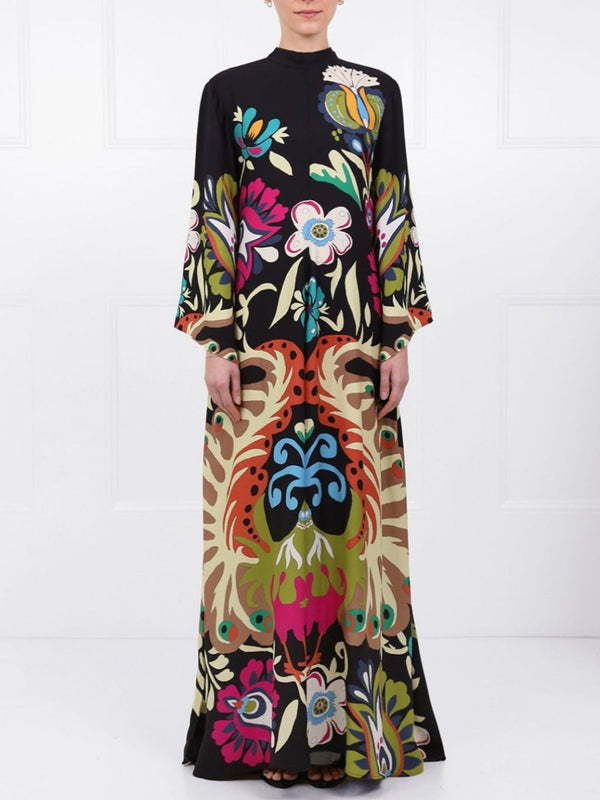 Peacock Printed Maxi Dress